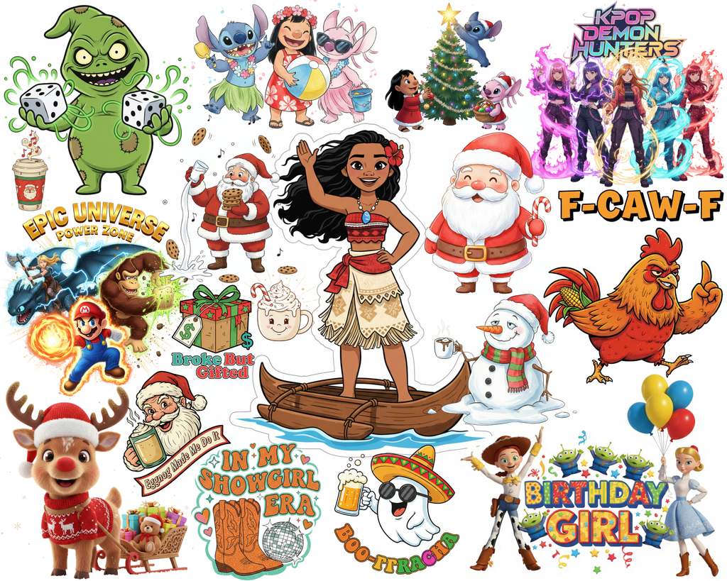 3000+ Mega PNG bundle, Christmas, Moana, Lilo&Stitch, K-Pop Demon hunter and many more disney characters Included